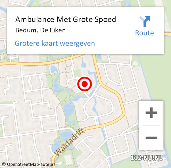 Locatie op kaart van de 112 melding: Ambulance Met Grote Spoed Naar Bedum, De Eiken op 26 april 2014 11:29