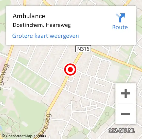 Locatie op kaart van de 112 melding: Ambulance Doetinchem, Haareweg op 23 januari 2020 17:50