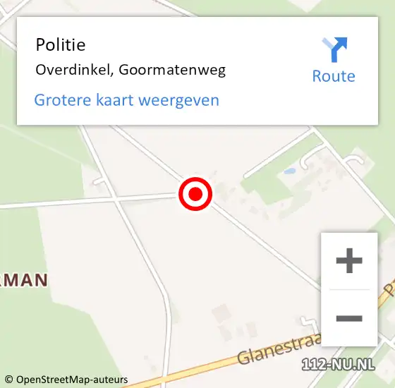 Locatie op kaart van de 112 melding: Politie Overdinkel, Goormatenweg op 23 januari 2020 18:15