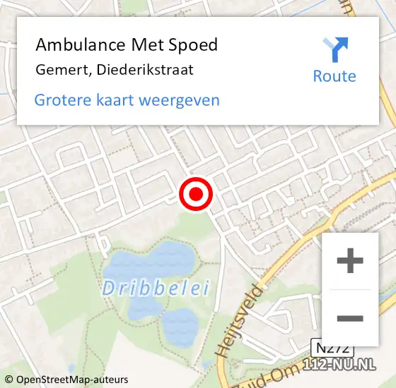 Locatie op kaart van de 112 melding: Ambulance Met Spoed Naar Gemert, Diederikstraat op 23 januari 2020 20:29