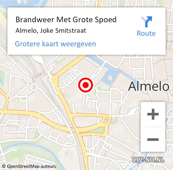 Locatie op kaart van de 112 melding: Brandweer Met Grote Spoed Naar Almelo, Joke Smitstraat op 23 januari 2020 21:24