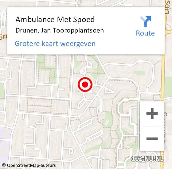 Locatie op kaart van de 112 melding: Ambulance Met Spoed Naar Drunen, Jan Tooropplantsoen op 23 januari 2020 22:01