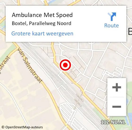 Locatie op kaart van de 112 melding: Ambulance Met Spoed Naar Boxtel, Parallelweg Noord op 23 januari 2020 22:58