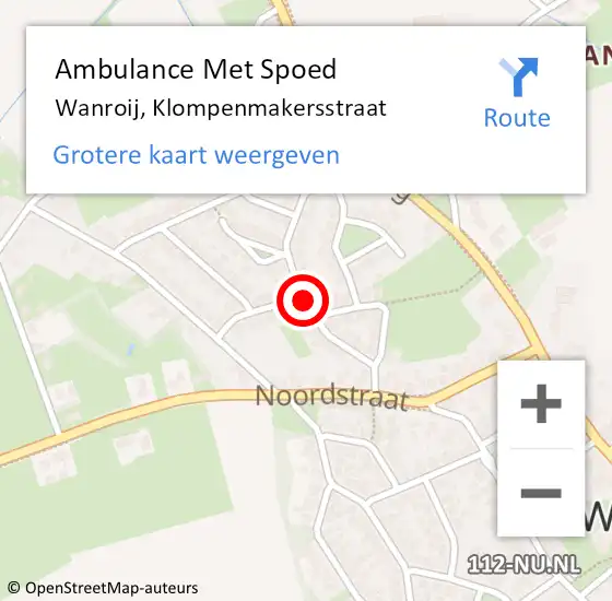 Locatie op kaart van de 112 melding: Ambulance Met Spoed Naar Wanroij, Klompenmakersstraat op 23 januari 2020 23:16