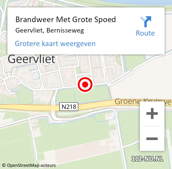 Locatie op kaart van de 112 melding: Brandweer Met Grote Spoed Naar Geervliet, Bernisseweg op 24 januari 2020 01:23