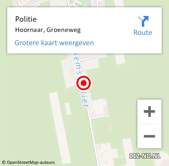 Locatie op kaart van de 112 melding: Politie Hoornaar, Groeneweg op 24 januari 2020 07:12