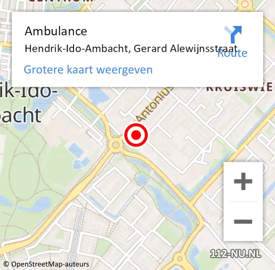 Locatie op kaart van de 112 melding: Ambulance Hendrik-Ido-Ambacht, Gerard Alewijnsstraat op 24 januari 2020 07:17