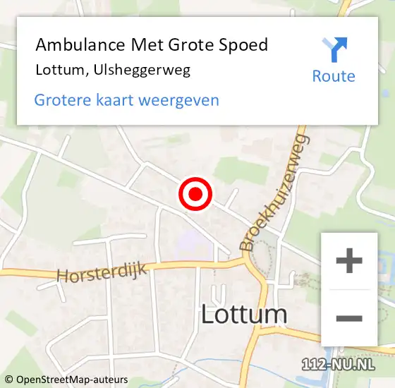 Locatie op kaart van de 112 melding: Ambulance Met Grote Spoed Naar Lottum, Ulsheggerweg op 24 januari 2020 07:59