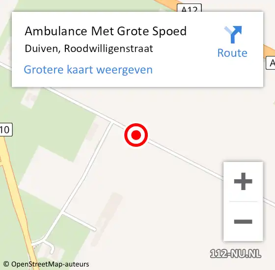Locatie op kaart van de 112 melding: Ambulance Met Grote Spoed Naar Duiven, Roodwilligenstraat op 24 januari 2020 08:21