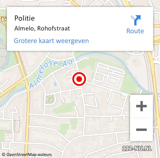 Locatie op kaart van de 112 melding: Politie Almelo, Rohofstraat op 24 januari 2020 08:56