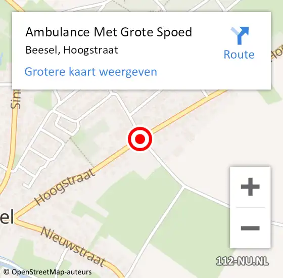 Locatie op kaart van de 112 melding: Ambulance Met Grote Spoed Naar Beesel, Hoogstraat op 24 januari 2020 10:21