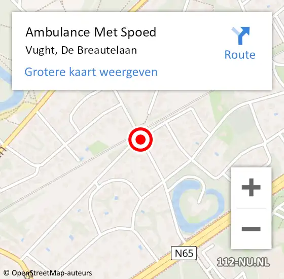 Locatie op kaart van de 112 melding: Ambulance Met Spoed Naar Vught, De Breautelaan op 24 januari 2020 10:24