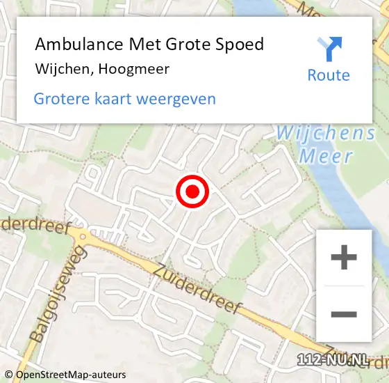 Locatie op kaart van de 112 melding: Ambulance Met Grote Spoed Naar Wijchen, Hoogmeer op 24 januari 2020 11:14
