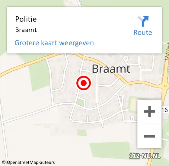 Locatie op kaart van de 112 melding: Politie Braamt op 24 januari 2020 11:23