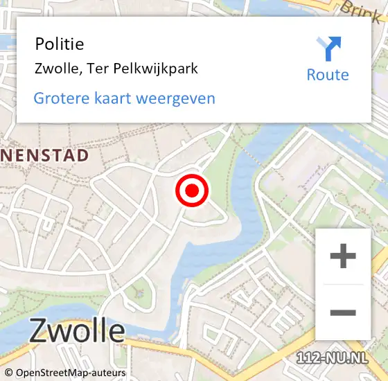 Locatie op kaart van de 112 melding: Politie Zwolle, Ter Pelkwijkpark op 24 januari 2020 12:46