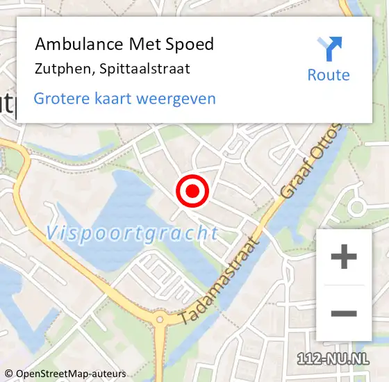 Locatie op kaart van de 112 melding: Ambulance Met Spoed Naar Zutphen, Spittaalstraat op 24 januari 2020 13:39