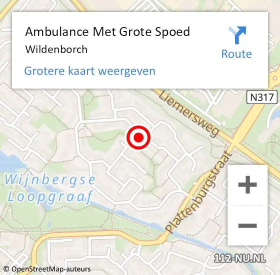 Locatie op kaart van de 112 melding: Ambulance Met Grote Spoed Naar Wildenborch op 24 januari 2020 13:40