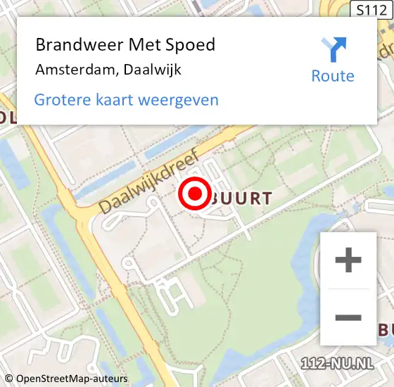 Locatie op kaart van de 112 melding: Brandweer Met Spoed Naar Amsterdam, Daalwijk op 24 januari 2020 14:10