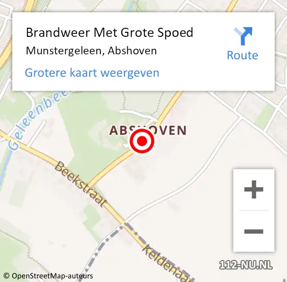 Locatie op kaart van de 112 melding: Brandweer Met Grote Spoed Naar Munstergeleen, Abshoven op 24 januari 2020 14:59