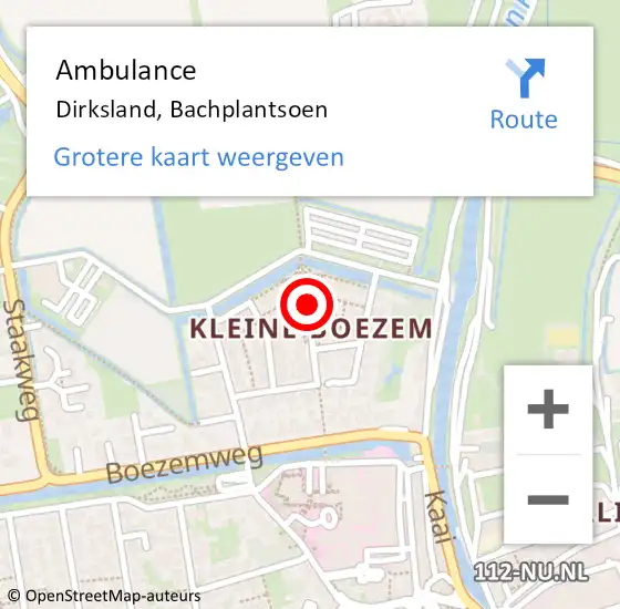 Locatie op kaart van de 112 melding: Ambulance Dirksland, Bachplantsoen op 24 januari 2020 15:25