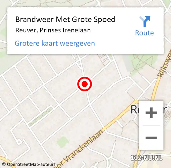 Locatie op kaart van de 112 melding: Brandweer Met Grote Spoed Naar Reuver, Prinses Irenelaan op 24 januari 2020 15:58