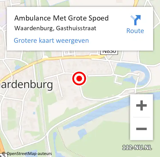 Locatie op kaart van de 112 melding: Ambulance Met Grote Spoed Naar Waardenburg, Gasthuisstraat op 24 januari 2020 16:31