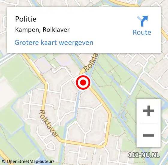 Locatie op kaart van de 112 melding: Politie Kampen, Rolklaver op 24 januari 2020 16:35