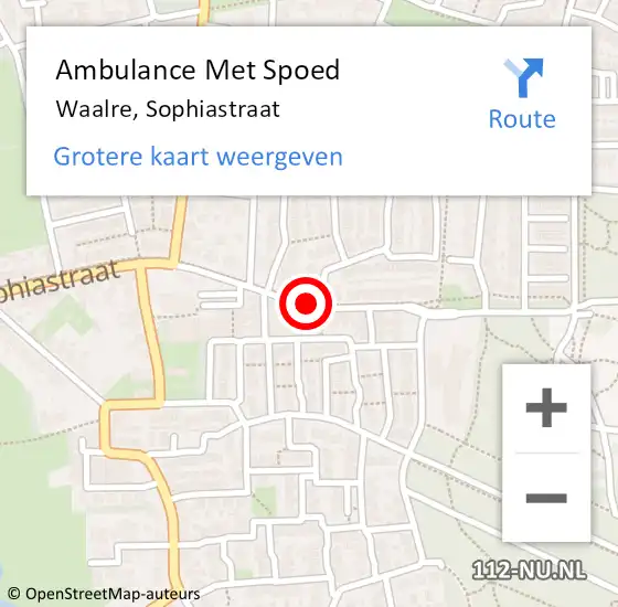 Locatie op kaart van de 112 melding: Ambulance Met Spoed Naar Waalre, Sophiastraat op 24 januari 2020 16:46