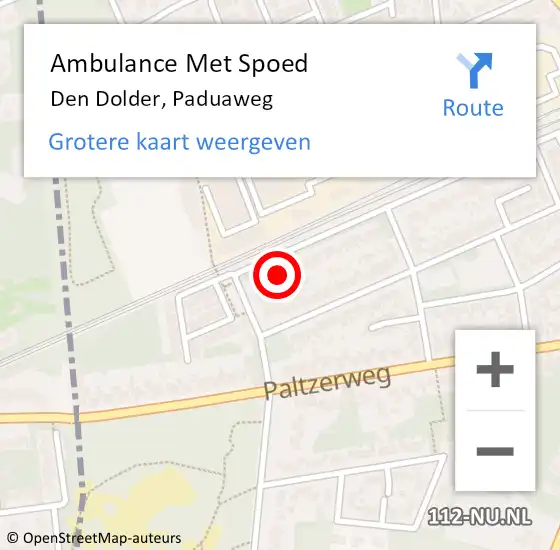 Locatie op kaart van de 112 melding: Ambulance Met Spoed Naar Den Dolder, Paduaweg op 26 april 2014 13:19