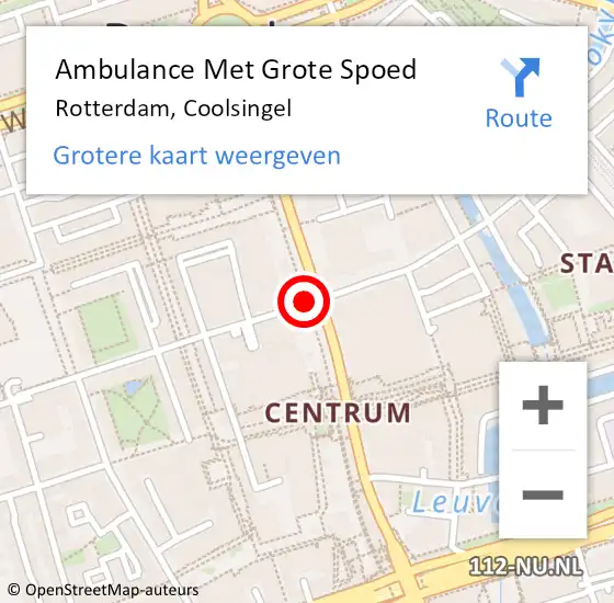 Locatie op kaart van de 112 melding: Ambulance Met Grote Spoed Naar Rotterdam, Coolsingel op 24 januari 2020 17:55