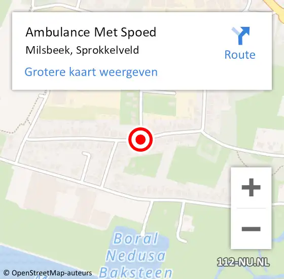 Locatie op kaart van de 112 melding: Ambulance Met Spoed Naar Milsbeek, Sprokkelveld op 24 januari 2020 18:27