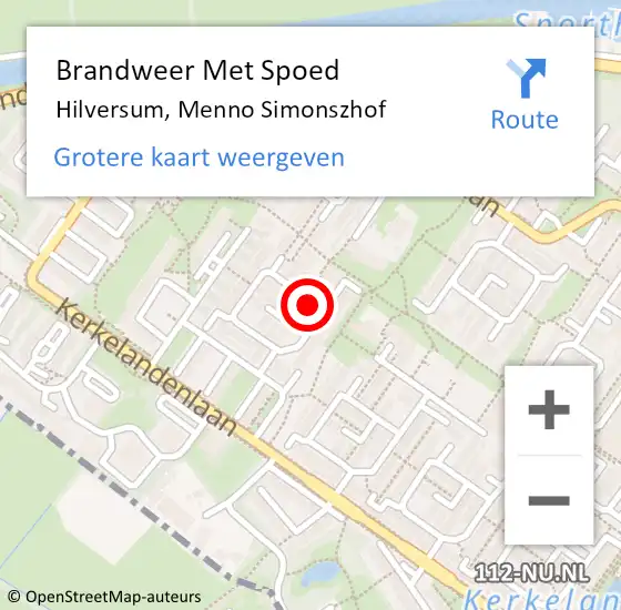Locatie op kaart van de 112 melding: Brandweer Met Spoed Naar Hilversum, Menno Simonszhof op 24 januari 2020 19:11