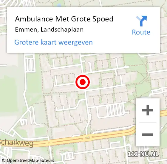 Locatie op kaart van de 112 melding: Ambulance Met Grote Spoed Naar Emmen, Landschaplaan op 24 januari 2020 19:26