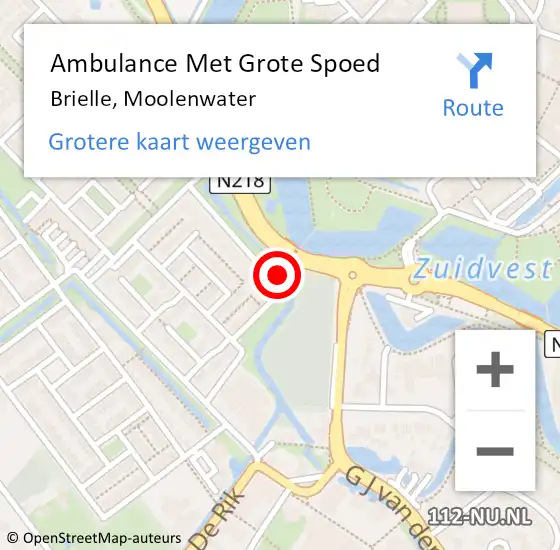 Locatie op kaart van de 112 melding: Ambulance Met Grote Spoed Naar Brielle, Moolenwater op 24 januari 2020 19:39