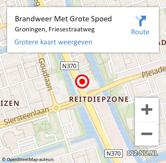 Locatie op kaart van de 112 melding: Brandweer Met Grote Spoed Naar Groningen, Friesestraatweg op 24 januari 2020 21:08