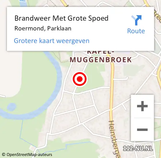 Locatie op kaart van de 112 melding: Brandweer Met Grote Spoed Naar Roermond, Parklaan op 24 januari 2020 21:44