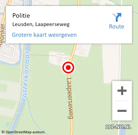 Locatie op kaart van de 112 melding: Politie Leusden, Laapeerseweg op 24 januari 2020 21:57