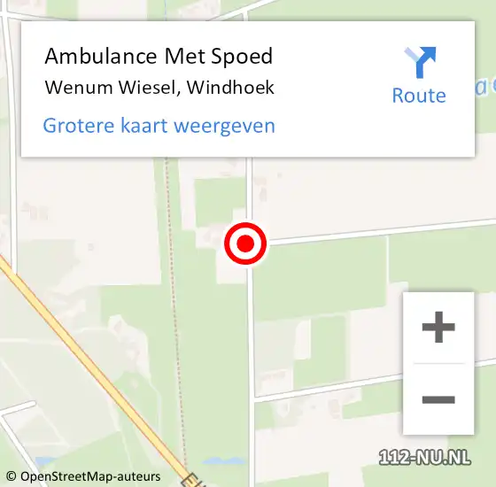 Locatie op kaart van de 112 melding: Ambulance Met Spoed Naar Wenum Wiesel, Windhoek op 24 januari 2020 22:32