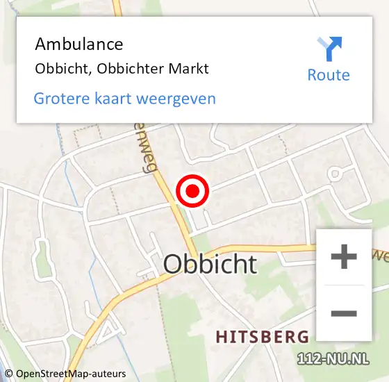 Locatie op kaart van de 112 melding: Ambulance Obbicht, Obbichter Markt op 26 april 2014 14:01