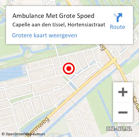 Locatie op kaart van de 112 melding: Ambulance Met Grote Spoed Naar Capelle aan den IJssel, Hortensiastraat op 25 januari 2020 03:16