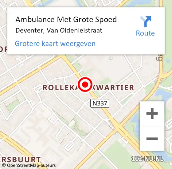 Locatie op kaart van de 112 melding: Ambulance Met Grote Spoed Naar Deventer, Van Oldenielstraat op 25 januari 2020 06:20