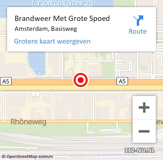 Locatie op kaart van de 112 melding: Brandweer Met Grote Spoed Naar Amsterdam, Basisweg op 25 januari 2020 07:23