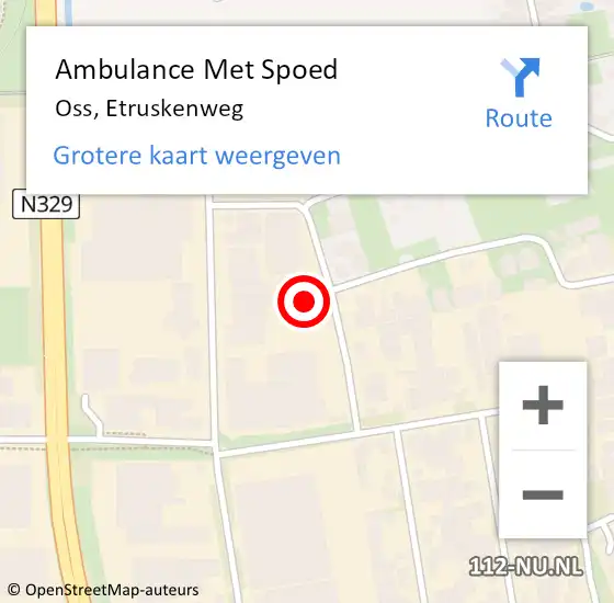 Locatie op kaart van de 112 melding: Ambulance Met Spoed Naar Oss, Etruskenweg op 25 januari 2020 08:33