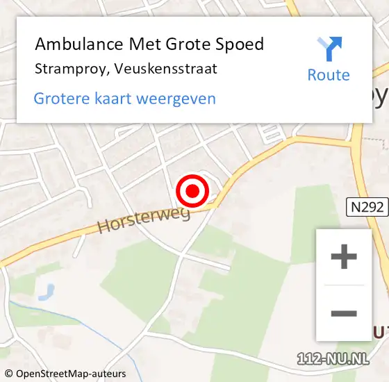 Locatie op kaart van de 112 melding: Ambulance Met Grote Spoed Naar Stramproy, Veuskensstraat op 25 januari 2020 11:46