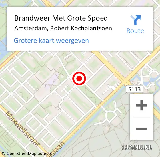 Locatie op kaart van de 112 melding: Brandweer Met Grote Spoed Naar Amsterdam, Robert Kochplantsoen op 25 januari 2020 12:00