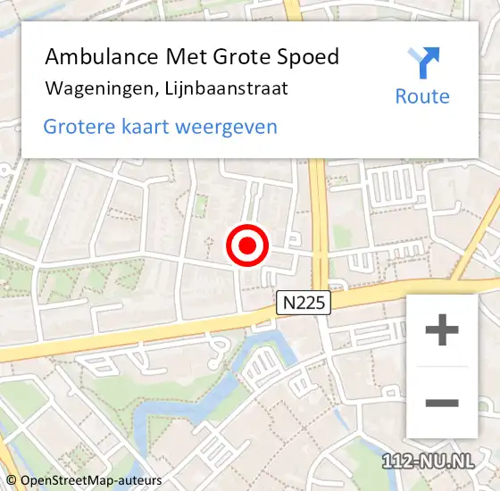 Locatie op kaart van de 112 melding: Ambulance Met Grote Spoed Naar Wageningen, Lijnbaanstraat op 25 januari 2020 12:45