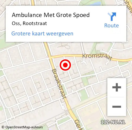 Locatie op kaart van de 112 melding: Ambulance Met Grote Spoed Naar Oss, Rootstraat op 25 januari 2020 12:55