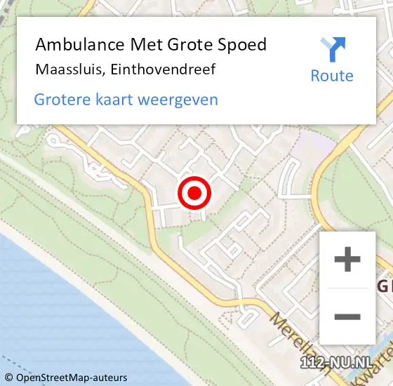 Locatie op kaart van de 112 melding: Ambulance Met Grote Spoed Naar Maassluis, Einthovendreef op 25 januari 2020 12:57