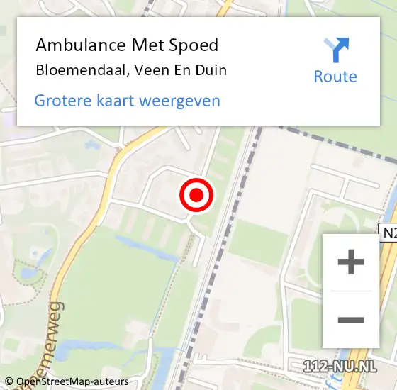 Locatie op kaart van de 112 melding: Ambulance Met Spoed Naar Bloemendaal, Veen En Duin op 25 januari 2020 12:58