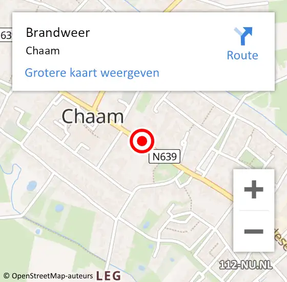 Locatie op kaart van de 112 melding: Brandweer Chaam op 25 januari 2020 14:52